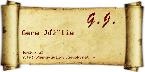 Gera Júlia névjegykártya